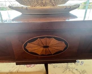 Hekman console table inlaid wood