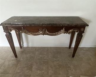 Decorative console table with marble top