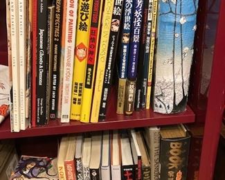 large assortment of books on Japanese culture, collecting, toys, art etc