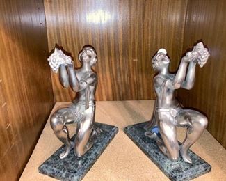 art deco style figures - not attached to marble