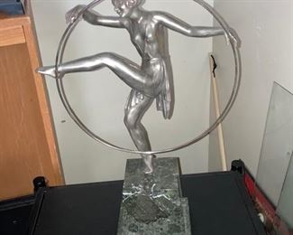 deco style figure on marble base by Jacques Limousin