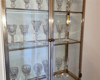 One of 2 display cases with Waterford Crystal