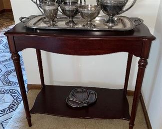 Antique tea set on tray