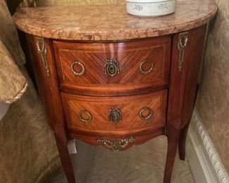 FL2, 2- LouisXV Marble top Commodes