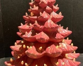 Ceramic Pink Light Up Christmas Tree