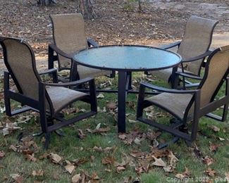 Chocolate Brown Outdoor Patio Set with Swivel Chairs