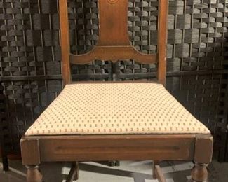 Dark Stained Dining Side Chair with Inlay Design