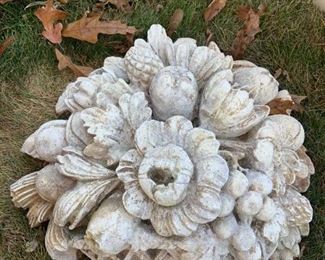 Heavy Concrete Decor of Basket with Fruits and Florals