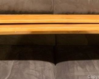 Pair of Knotty Pine Wall Shelves with Plate Holders