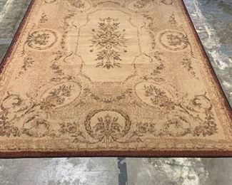 Taupe Burgundy and Green Area Rug