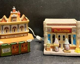 Two Ceramic Lighted Buildings The Kroger and Theatre Royal