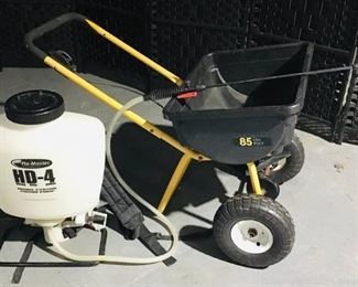 Yardworks Lawn Spreader and 4G FlowerMaster Piston Pump