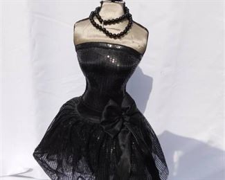 Miniature Mannequin Dress Form in Black Dress