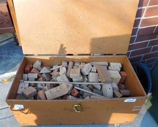 Large Wood Box Full of Children's Building Blocks