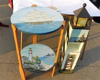 Nautical Table & Lighthouse Birdfeeder