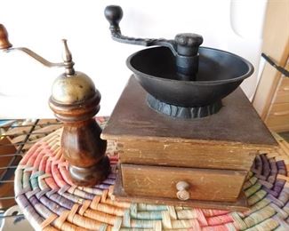 Vintage Wood & Iron Coffee Grinder