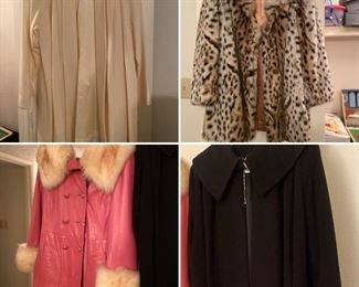 Her vintage coats are amazing - 80’s wool, vintage leopard faux fur, pink leather with faux fur collar (this coat is beyond amazing!!!), vintage cashmere coat with rhinestone clasp. 