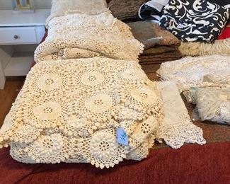 One of several hand crochet tablecloths
