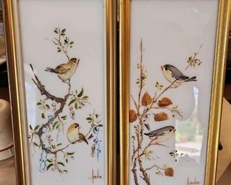 Vintage Spain Original Oil Painting on White Glass