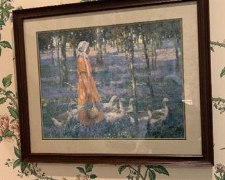 Lady with geese print