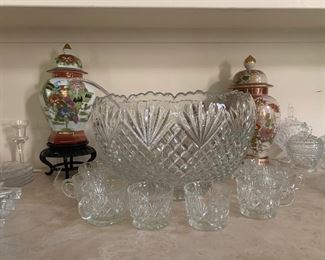 Punch bowl cups and ladle
