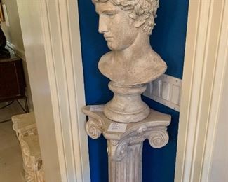 Greco-Roman bust and pedestal column