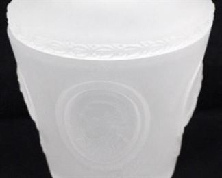 41 - Bicentennial Frosted Glass Jar w/Lid 8" Tall
