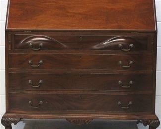 50x - Oversized Governor Winthrop Slant Front Secretary Ox Box Front - Mahogany - with Ball & Claw Feet - Carved Knee 42 x 41 x 22
