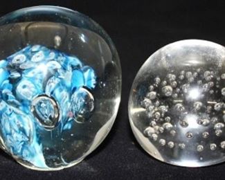 62 - 2 Art Glass Paperweights 2 1/2" & 3"
