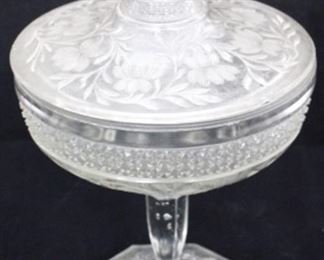 65 - Glass Compote with Lid 8 1/2" tall
