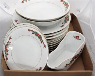 80 - Tray lot of Christmas dishes
