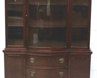 93x - Drexel mahogany bow front, curved glass china 70 x 50 x 17
