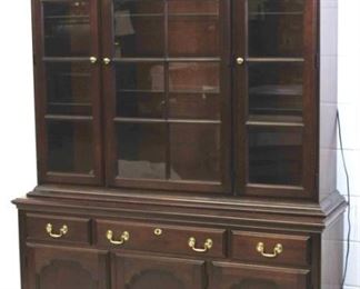 95x - Statton cherry 2 part lighted china cabinet 82 x 56 x 17
