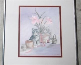 151 - Framed "Cats" Print 14" x 16"
