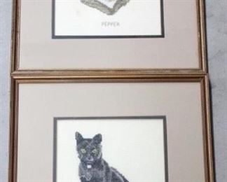 159 - Pair Framed "Cats" Embroidery Artwork
