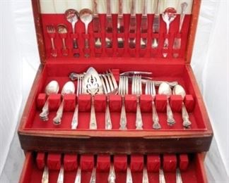 170 - Rogers 56pc. Silver Plated Serving Set w//Wood Box
