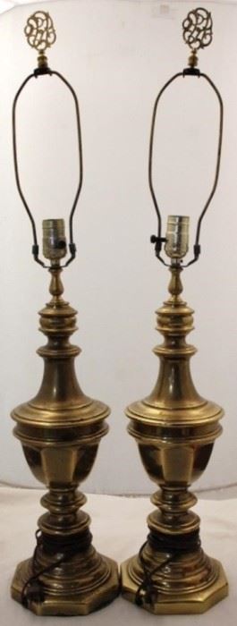 195 - Pair of Brass Lamps 34" tall
