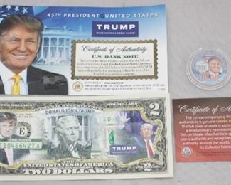 206 - Donald Trump $2.00 Bill & Kennedy Half Dollar Set
