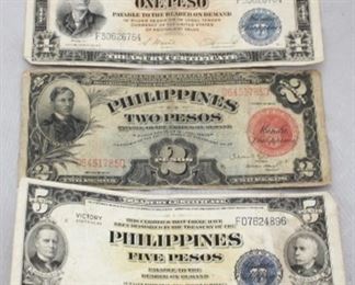 211 - Lot of 3 Philippines Bills 1936 & 2 WWII Victory Bills
