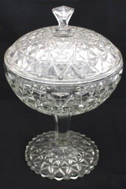 228 - Pressed glass covered compote 10 1/2

