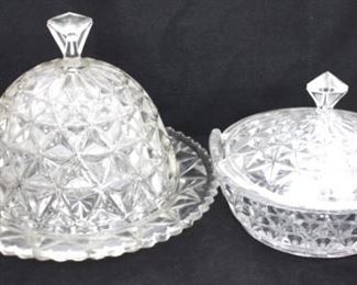 233 - Pressed glass butter & lemon covered dishes
