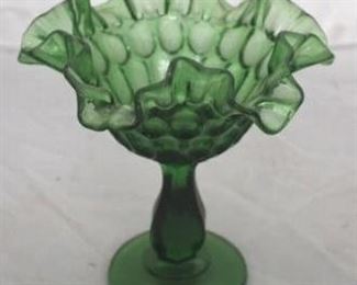 249 - Vintage green glass 6" compote
