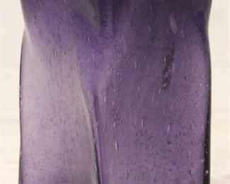 373 - Square purple art glass vase 11 x 4 x 4
