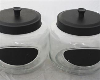 522 - Pair of Glass Jars w/lids - 8 x 7
