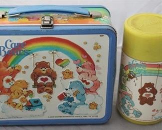 630 - Vintage Aladdin Care Bears Metal Lunchbox w/ Thermos - 8 x 7 x 4
