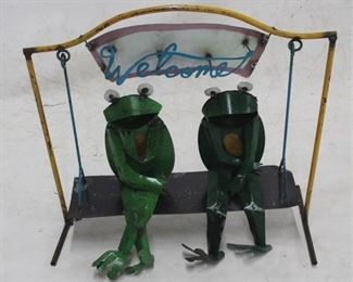 659 - Metal Frogs on Bench Decoration 26 x 25
