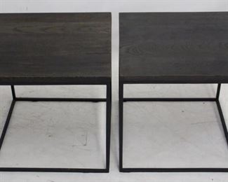 707 - Petite Industrial Style Wood/Metal End Tables 16 x 16 x 16
