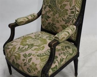 721 - Upholstered Mahogany Frame Armchair 42.5 x 47 x 21

