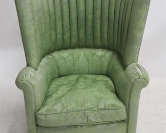 722 - Very Unusual Channel Back Chair - AS IS Upholstery has worn spots on arms & top 48.5 x 33 x 23
