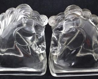 731 - Pair of Glass Horse Bookends 5.5 tall
